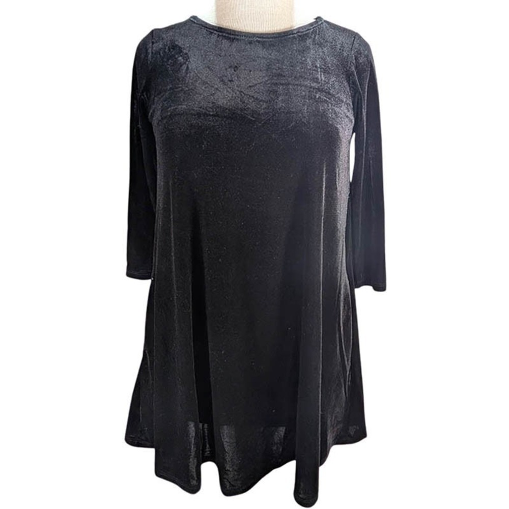 NEW Agnes‎ & Dora Swing Tunic Velvet Womens XS Black Whimsigoth Dark Academia